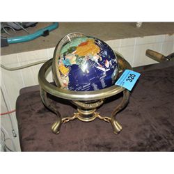 Semi precious stone constructed world globe with