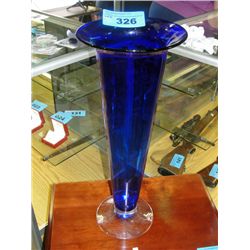 Blue art glass vase