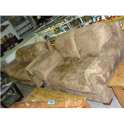 2pc beige microfiber suede sofa and loveseat set