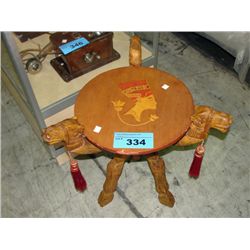 Egyptian 3 legged carved wooden camel table