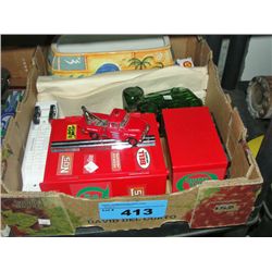 Box of assorted collectables, avon bottle, diecast