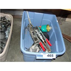 Blue rubbermaid storage bin and contents