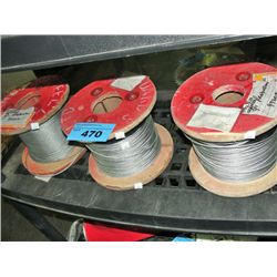 3 spools of braided steel cable
