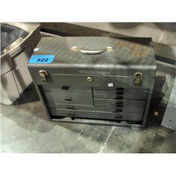 Grey metal toolbox