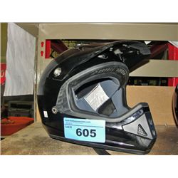 Black full face motorcycle helmet