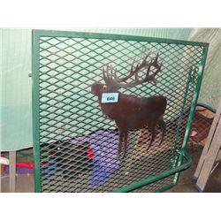 Metal gate with metal decorative moose
