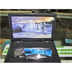 Collectors lock blade jack knife with stampeding