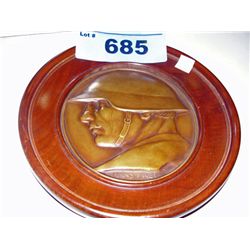 Vintage metal framed plaque of german soldier