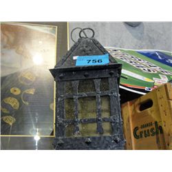 Vintage crafted metal and glass outdoor hanging