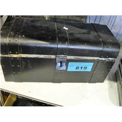 Black metal lock box storage trunk