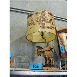 Western style table lamp with saddle base