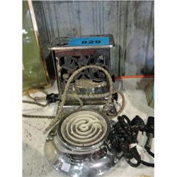 Vintage electric toaster and electric hotplate