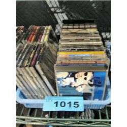 Small blue basket of music CDs