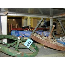 2 vintage steel farmers wheels