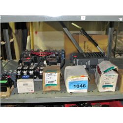 Shelf lot of assorted electrical components