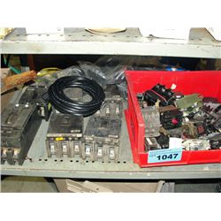 Shelf lot of assorted electrical components