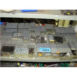 shelf lot of nuts bolts and misc
