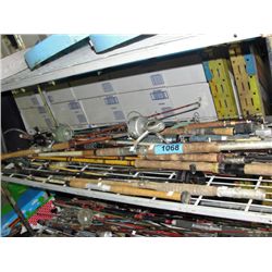 Shelf lot of fishing rods and reels