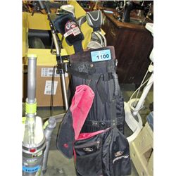 Right handed golf club set with bag and cart