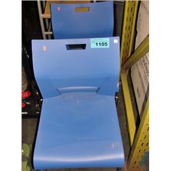 Pair of blue and chrome office chairs