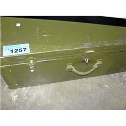 Green metal storage trunk