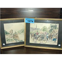 Pair of framed original charcoal painting signed,