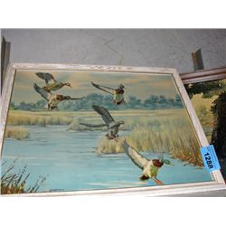 Framed ducks coming in for a landing print