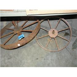 2 vintage steel wagon wheels