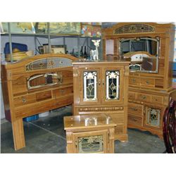 5pc bedroom suite; queen size headboard, dresser