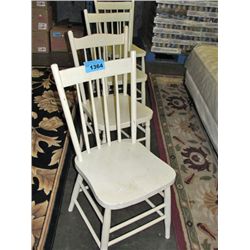 Set of 4 vintage country painted white side chairs