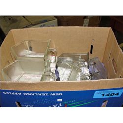 Box of vintage glass pantry cupboard drawers
