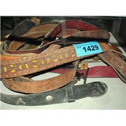 Showcase filled with assorted vintage leather