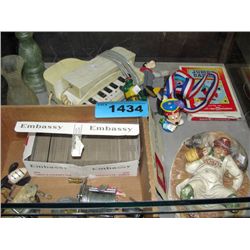 small showcase of assorted collectables and