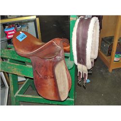 English riding saddle with belt (saddle stand not