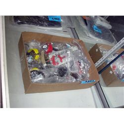Box filled with new assorted watches, costume