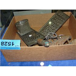 Box of assorted vintage kitchen tools