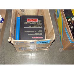 Box of books and a bundle of vintage mannitoba