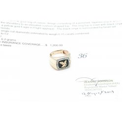 10kt Gold Diamond & Onxy Man's Eagle Ring