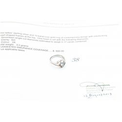 10kt & 925 Silver Double Heart Diamond Ring