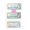 Image 1 : 3 canadian one dollar bank notes last 3 issues