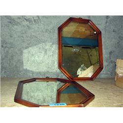 2 solid mahogany framed wall mirrors
