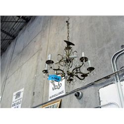 Brass and crystal hanging chandalier