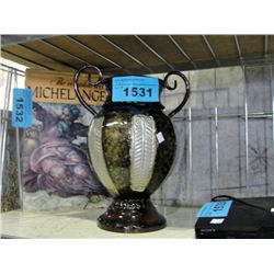 Metal crafted urn style flower vase