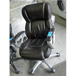Brown leather gas lift office chair