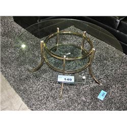 Brass and glass round coffee table