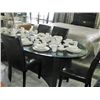 Image 1 : Large bevelled glass top dining table with 6