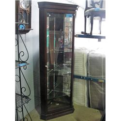 Mahogany finish corner curio cabinet