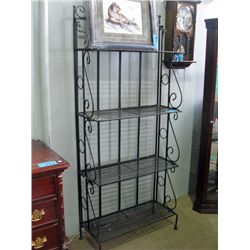 Black wrought iron 4 tier shelf unit