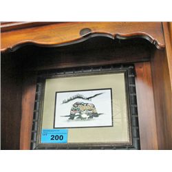 Framed west coast native print titled wolverine