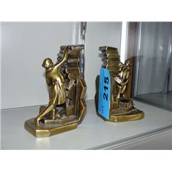 Pair of solid brass book ends made in USA